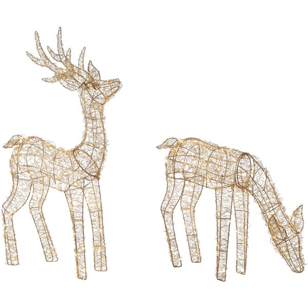 Northlight 37-in Freestanding LED Twinkle Lighted Gold Mesh Reindeer - Set of 2