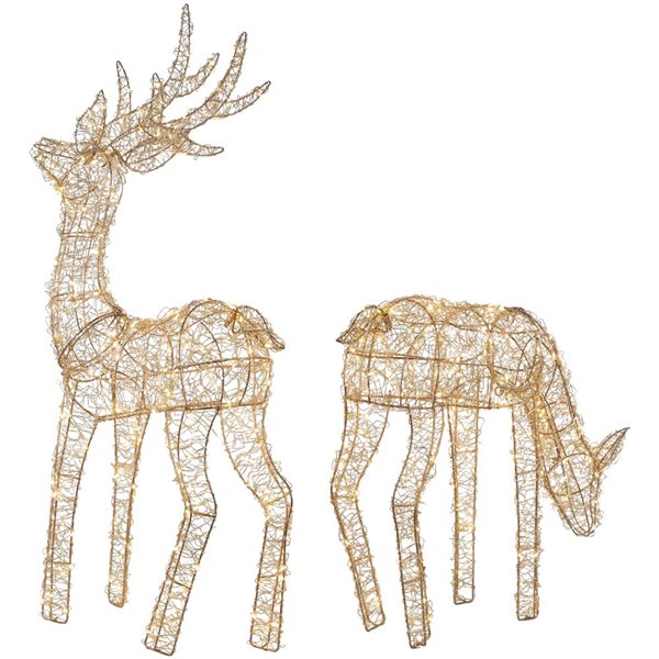 Northlight 37-in Freestanding LED Twinkle Lighted Gold Mesh Reindeer - Set of 2