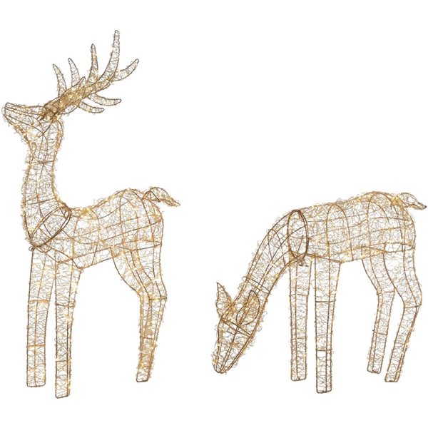 Northlight 37-in Freestanding LED Twinkle Lighted Gold Mesh Reindeer - Set of 2