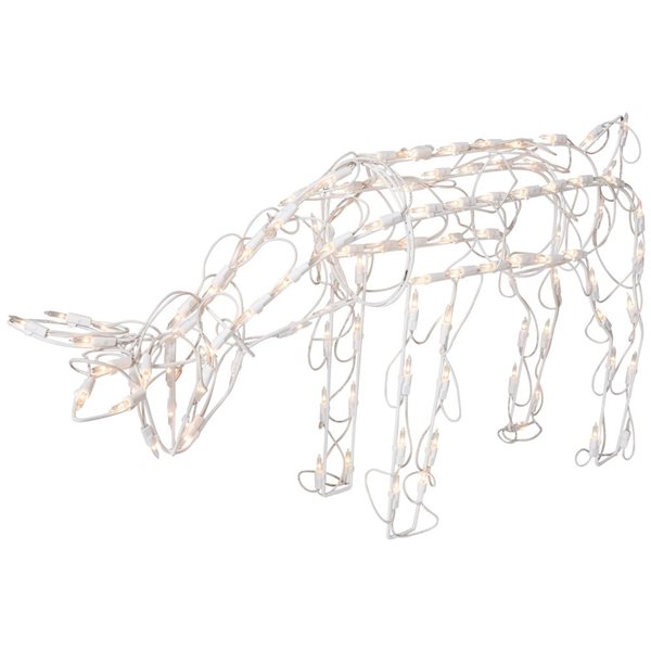 Northlight 25-in Freestanding Lighted White Feeding Reindeer