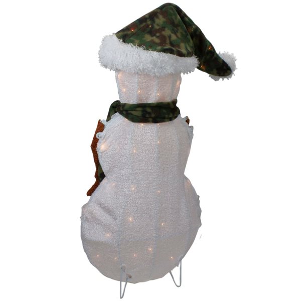 Northlight 24-in Freestanding Lighted White and Green Chenille Snowman