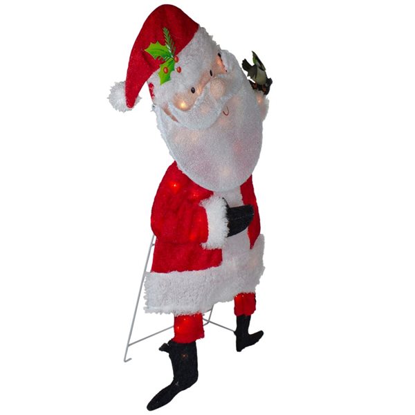 Northlight 32-in Lighted Red and White Chenille Santa