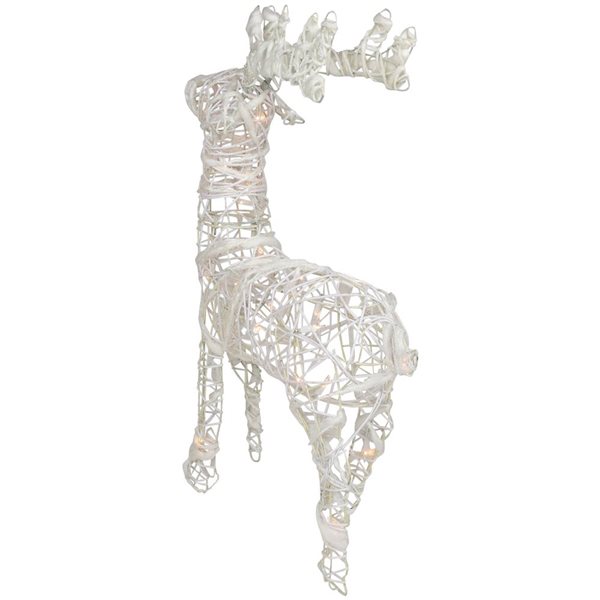 Northlight 30-in Freestanding White and Clear Glittered Rattan Reindeer