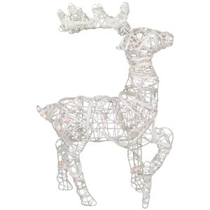 Northlight 30-in Freestanding White and Clear Glittered Rattan Reindeer