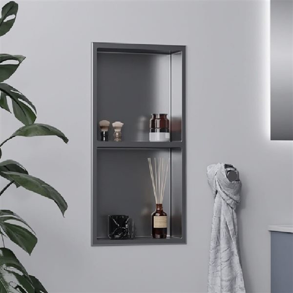 AlinO 12 x 24-in Brushed Nickel Stainless Steel Shower Niche