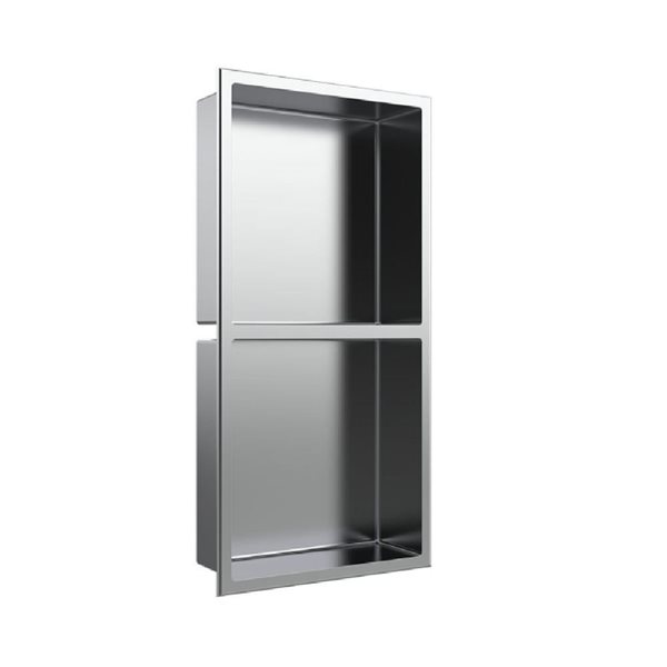 AlinO 12 x 24-in Brushed Nickel Stainless Steel Shower Niche