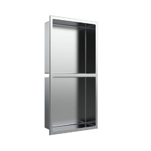 AlinO 12 x 24-in Brushed Nickel Stainless Steel Shower Niche