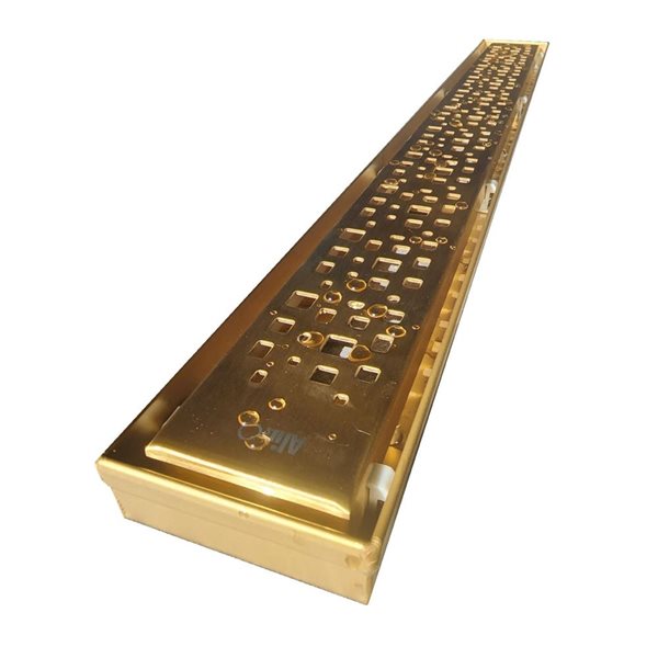 AlinO 24-in Matte Gold Stainlesss Steel Grate/Tile Insert Linear Shower Drain