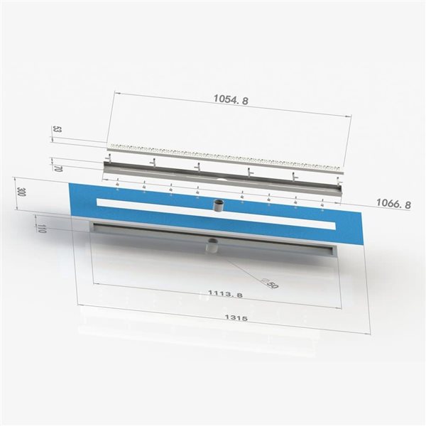 Drain de douche linéaire AlinO avec grille et carrelage en acier inoxydable noir 42 po