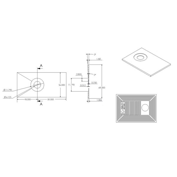 Ensemble de douche sans drain pour sortie de drain décalée AlinO 36 x 60 po à 36 x 68 po