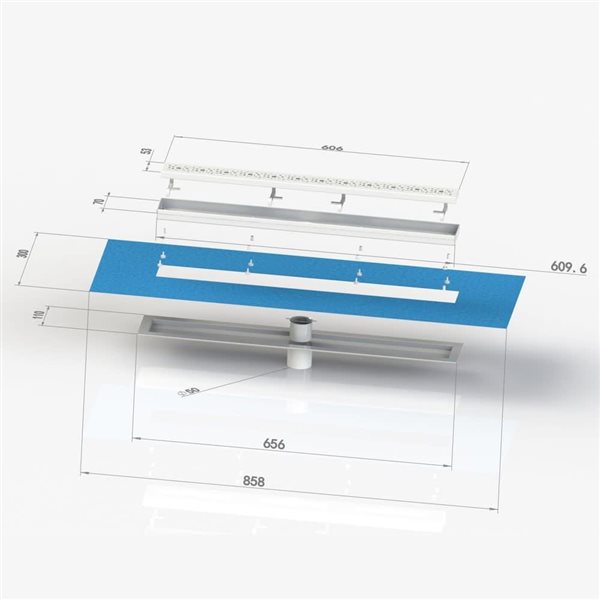 AlinO 24-in Chrome Stainlesss Steel Grate/Tile Insert Linear Shower Drain