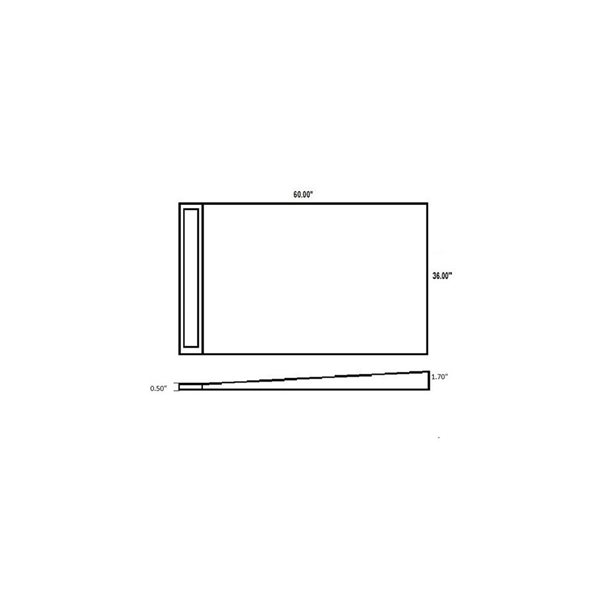 AlinO 36 x 60-in Linear Shower Tray for Wall/End Drain Outlet