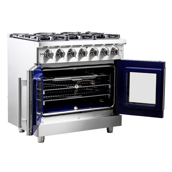 FORNO Massimo 83,000 BTU 36-in 6-Burner 5.36-ft³ Single Oven Swing Door Gas Range - Stainless Steel