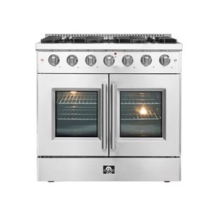 Cuisinière à gaz à porte battante Massimo FORNO 83 000 BTU 36 po 6 brûleurs four simple 5,36 pi³, acier inoxydable