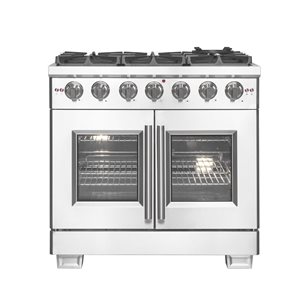 Cuisinière à gaz à porte battante Massimo FORNO 68 000 BTU 30 po 5 brûleurs four à convection 4,32 pi³, acier inoxydable