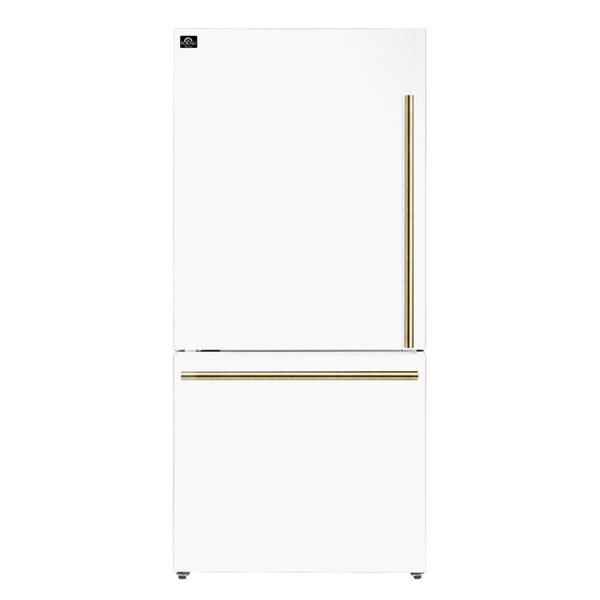 FORNO Milano 31-in 17.2-ft³ Espresso White Bottom Freezer Refrigerator with Ice Maker