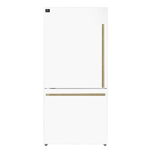 FORNO Milano 31-in 17.2-ft³ Espresso White Bottom Freezer Refrigerator with Ice Maker