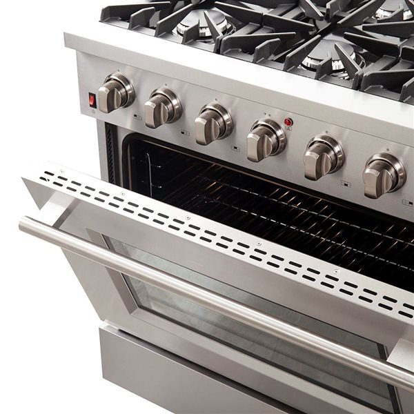 FORNO Galiano 83,000 BTU 36-in 6-Burner 5.36-ft³ Convection Oven Gas Range - Stainless Steel