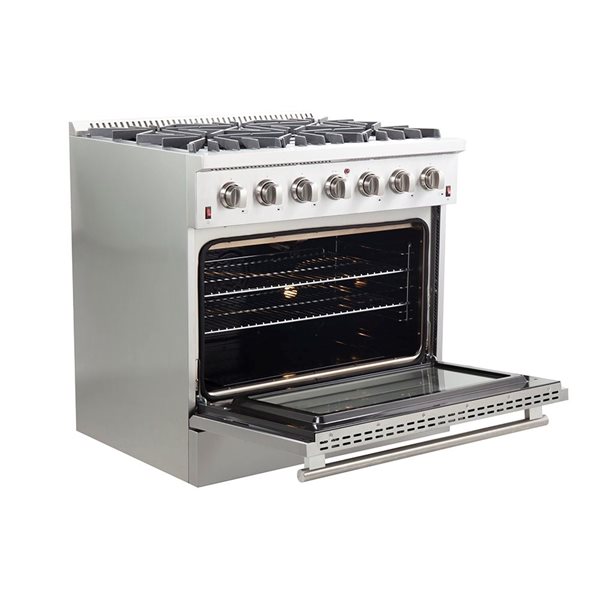 FORNO Galiano 83,000 BTU 36-in 6-Burner 5.36-ft³ Convection Oven Gas Range - Stainless Steel