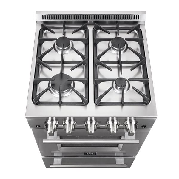 FORNO Breno 38,000 BTU 24-in 4-Burner 2.3-ft³ Convection Oven Gas Range - Stainless Steel