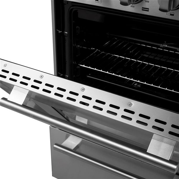 FORNO Breno 38,000 BTU 24-in 4-Burner 2.3-ft³ Convection Oven Gas Range - Stainless Steel