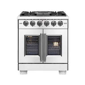 FORNO Breno 38,000 BTU 24-in 4-Burner 2.3-ft³ Convection Oven Gas Range - Stainless Steel