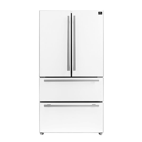 FORNO Espresso Moena 36-in 19.2-ft³ Freestanding Standard Depth French Door Refrigerator - White