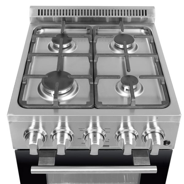 Cuisinière à gaz à four simple 2,05 pi³ Lamazze de FORNO 21 200 BTU 20 po à 4 brûleurs, acier inoxydable