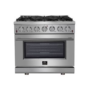 Cuisinière à gaz à four simple 2,05 pi³ Lamazze de FORNO 21 200 BTU 20 po à 4 brûleurs, acier inoxydable