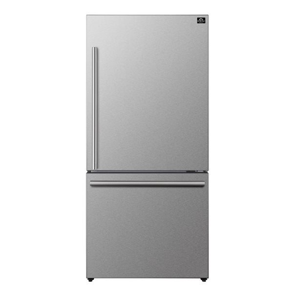 FORNO Milano 31-in 17.2-ft³ Espresso Bottom Freezer Right Swing Door Refrigerator in Stainless Steel