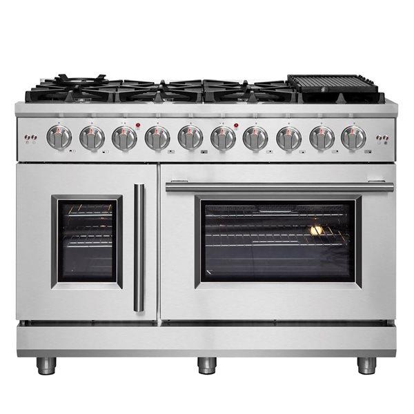 FORNO Massimo 48-in 8-Burner Freestanding Side-by-Side Door Double Oven Gas Range