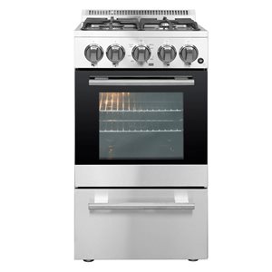 Cuisinière à gaz Galiano de FORNO porte battante 68 000 BTU 30 po 5 brûleurs four simple 4,32 pi³, acier inoxydable