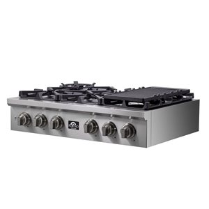 FORNO Spezia Alta Qualita 36-in Pro-Style Cast-Iron Burner Gas Rangetop