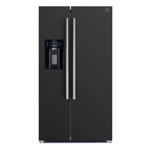 FORNO Espresso Salerno 36-in 20-ft³ Counter Depth Side-by-Side Refrigerator with Water/Ice Dispenser - Black