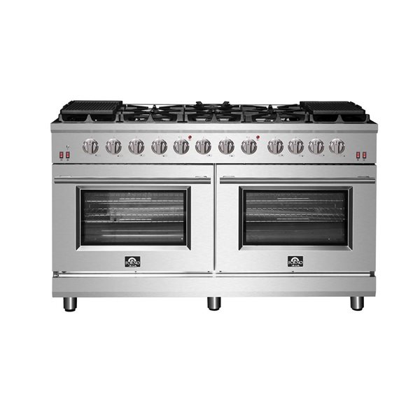 FORNO Massimo 60-in 10-Burner Freestanding Double Oven Gas Range