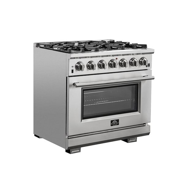 FORNO Capriasca 120,000 BTU 36-in 6-Burner 5.36-ft³ Single Oven Gas Range - Stainless Steel