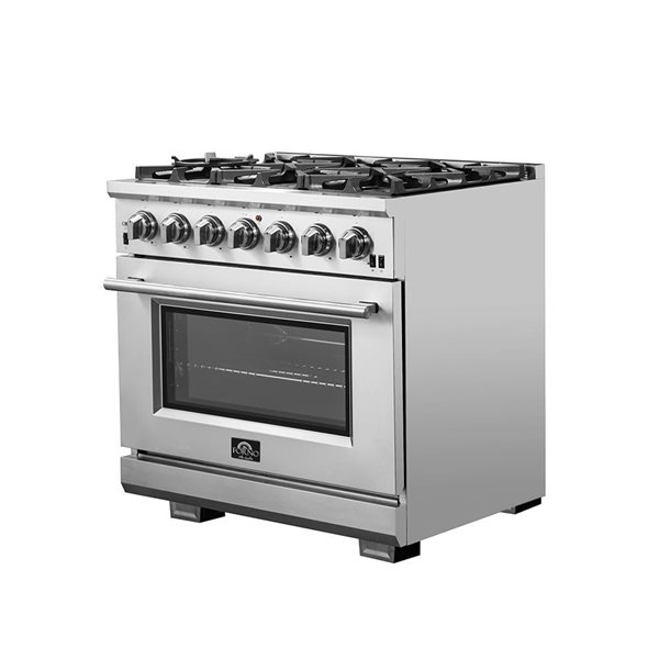 FORNO Capriasca 120,000 BTU 36-in 6-Burner 5.36-ft³ Single Oven Gas Range - Stainless Steel