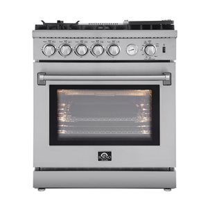 FORNO Capriasca 120,000 BTU 36-in 6-Burner 5.36-ft³ Single Oven Gas Range - Stainless Steel