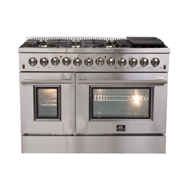 FORNO Galiano 48-in 8-Burner Freestanding Dual Fuel Range - Stainless Steel