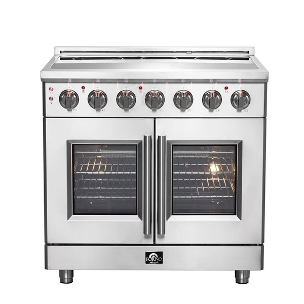 FORNO Massimo 36-in 5.36-ft³ 5-Element Freestanding Self-Clean Swing Door Electric Range - Stainless Steel