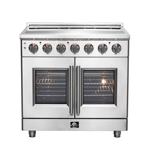 FORNO Massimo 36-in 5.36-ft³ 5-Element Freestanding Self-Clean Swing Door Electric Range - Stainless Steel