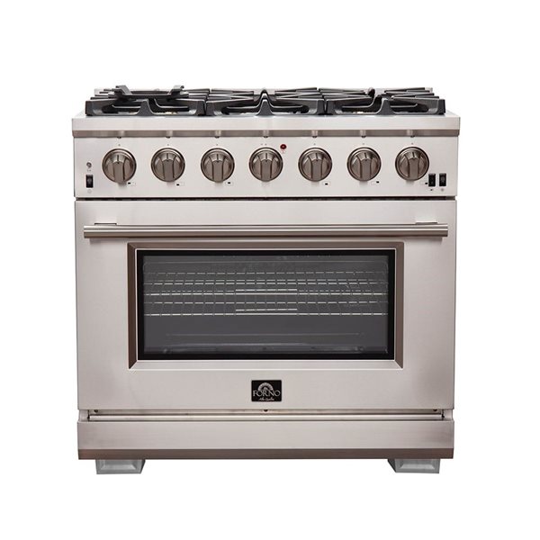 Cuisinière à gaz Capriasca de FORNO 100 000 BTU 30 po 5 brûleurs four à convection 4,35 pi³, acier inoxydable