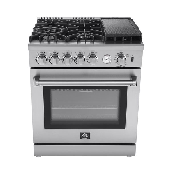 FORNO Lazio 70,000 BTU 30-in 5-Burner 4.32-ft³ Convection Oven Gas Range - Stainless Steel