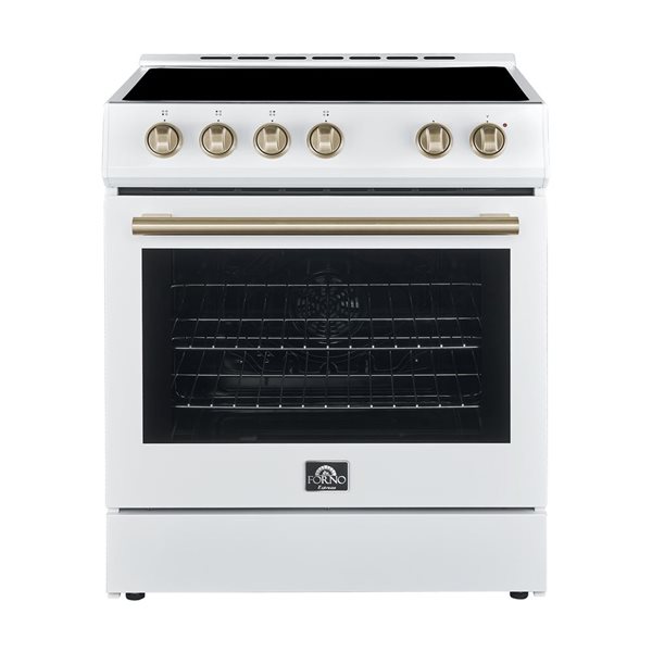 Cuisinière électrique autoportante à nettoyage manuel Leonardo Espresso de FORNO 30 po à 4 éléments, blanc