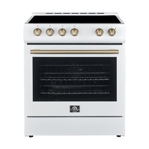 Cuisinière électrique autoportante à nettoyage manuel Leonardo Espresso de FORNO 30 po à 4 éléments, blanc