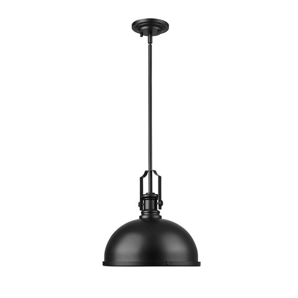 Z-Lite Melange 1-Light Matte Black Pendant Light w/ 13.25-in Matte Black Shade