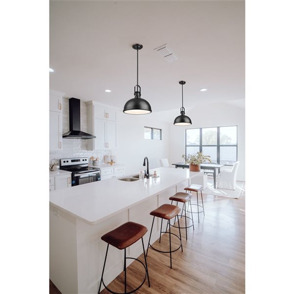 Z-Lite Melange 1-Light Matte Black Pendant Light w/ 13.25-in Matte Black Shade