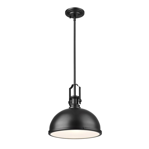 Z-Lite Melange 1-Light Matte Black Pendant Light w/ 13.25-in Matte Black Shade