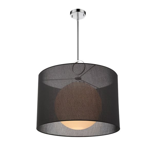 Z-Lite Arosia 1-Light Chrome Pendant Light w/ 24-in Black Shade