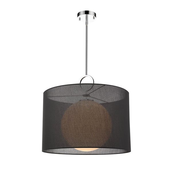 Z-Lite Arosia 1-Light Chrome Pendant Light w/ 24-in Black Shade